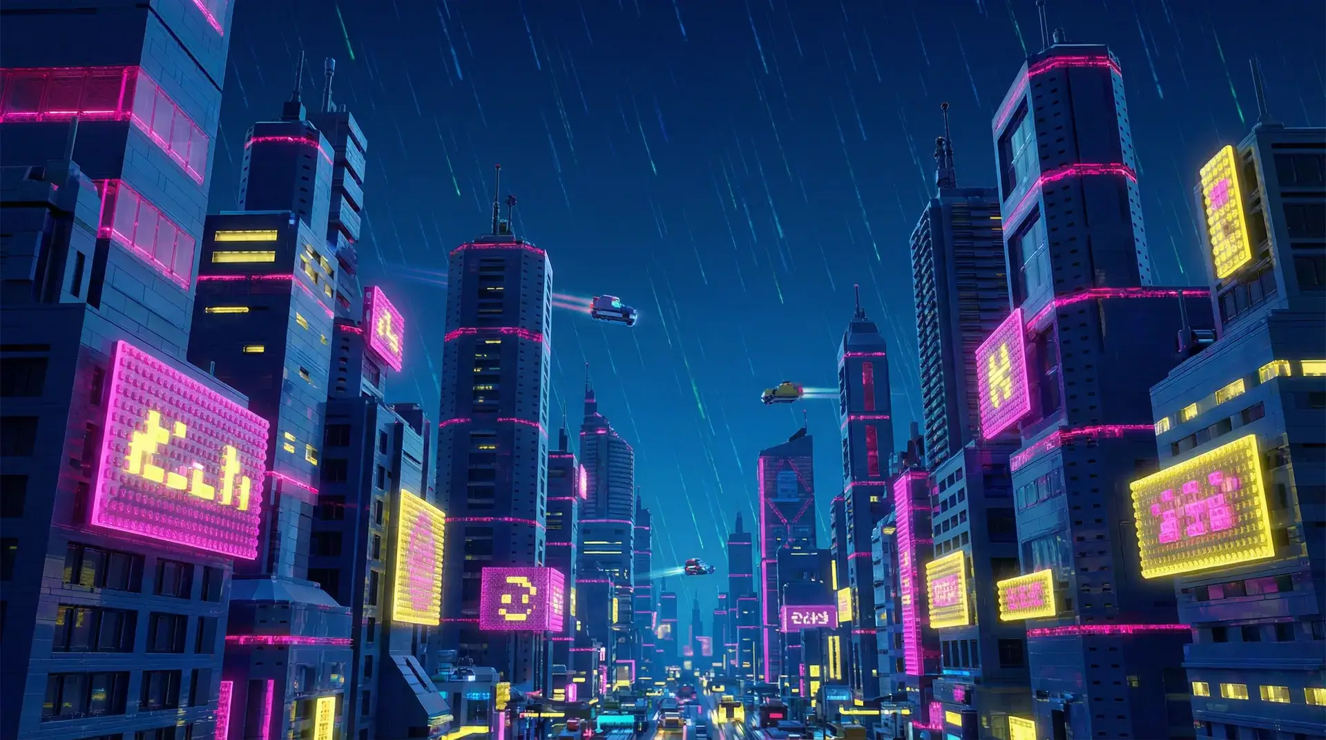 抢庄牛牛 赛博朋克积木不夜城全景 - 积木娱乐城